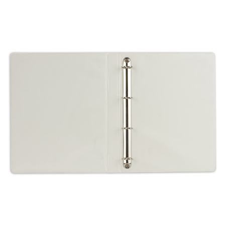 Папка на 4 кольцах с передним прозрачным карманом BRAUBERG, 35 мм, картон/ПВХ, белая, до 180 листов, 221486 - Папки на кольцах