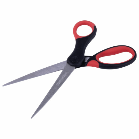 Ножницы BRAUBERG "Office", 160 мм, красно-черные, прорезиненные ручки, 2-х сторонняя заточка, 231564 - Ножницы универсальные