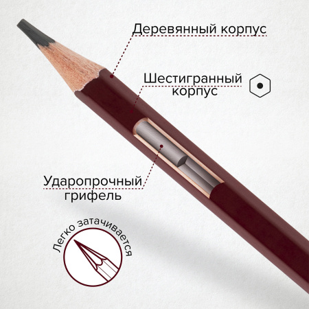 Карандаши чернографитные художественные 4H-8B, НАБОР 12 шт., В ПЕНАЛЕ, BRAUBERG ART "PREMIERE", 181895 - Карандаши чернографитные