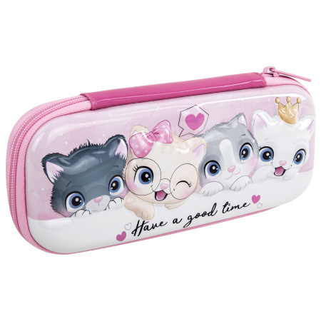 Пенал BRAUBERG, 1 отделение, 1 откидная планка, EVA 3D, 22х10х5 см, "Cats", 270700 - Пеналы каркасные