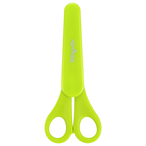 Ножницы ЮНЛАНДИЯ, 135 мм, с линейкой и футляром для лезвий, салатовые, блистер, 237109 - Ножницы детские