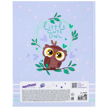 Дневник 1-4 класс 48 л., твердый, ЮНЛАНДИЯ, глянцевая ламинация, с подсказом, "Совушка", 106594 - Дневники для младших классов