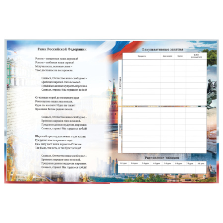 Дневник МП 1-11 класс 40 л., твердый, BRAUBERG, ламинация, цветная печать, "РОССИЙСКОГО ШКОЛЬНИКА-6", 106643 - Дневники универсальные