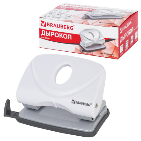 Дырокол BRAUBERG "Original", до 20 листов, белый, 227787 - Дыроколы настольные