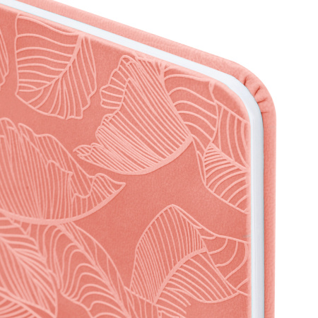 Еженедельник датированный 2024 МАЛЫЙ ФОРМАТ 95х155 мм А6, BRAUBERG "Foliage", под кожу, коралловый, 115054 - Еженедельники