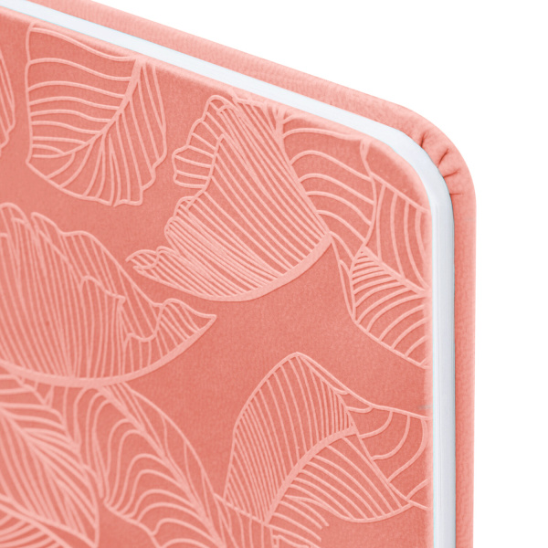 Еженедельник датированный 2024 МАЛЫЙ ФОРМАТ 95х155 мм А6, BRAUBERG "Foliage", под кожу, коралловый, 115054 - Еженедельники