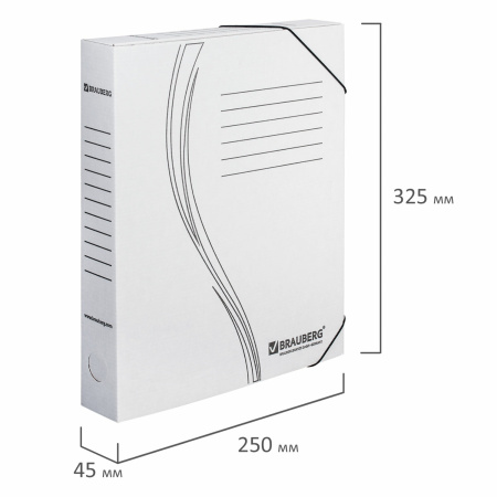 Папка архивная с резинкой А4 (325х250 мм), 45 мм, до 400 листов, плотная, микрогофрокартон, БЕЛАЯ, BRAUBERG, 126511 - Накопители документов