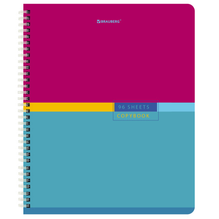 Тетради КОМПЛЕКТ 4 шт., А5, 96 л., BRAUBERG гребень, клетка, глянцевый лак, "Color", 404403 - Тетради более 60 листов