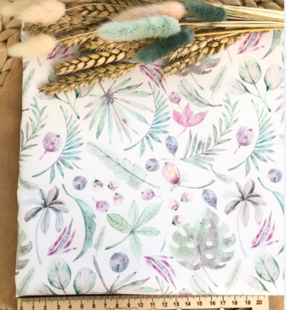 Ткань для рукоделия "Зелень акварельная" 35*80 см. 100% хлопок, плотность 140 г/м2