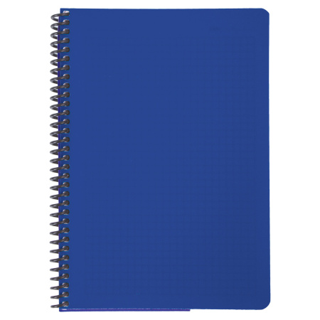 Тетрадь А5, 80 листов, BRAUBERG "Metropolis", спираль пластиковая, клетка, обложка пластик, СИНИЙ, 403397 - Тетради более 60 листов