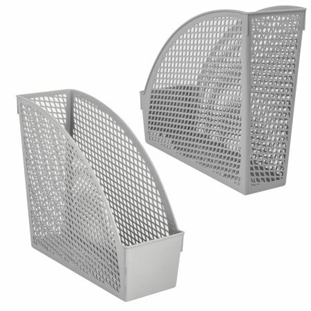 Лоток вертикальный для бумаг STAFF "Profit", 270х100х250 мм, сетчатый, полипропилен, серый, 237252 - Лотки вертикальные (стойки-уголки)