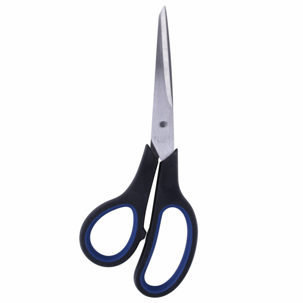 Ножницы BRAUBERG "Soft Grip", 190 мм, черно-синие, резиновые вставки, 3-х сторонняя заточка, 230762 - Ножницы универсальные