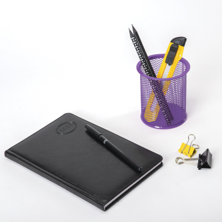 Подставка-органайзер BRAUBERG "Germanium", металлическая, круглое основание, 100х89 мм, фиолетовая, 231981 - Подставки канцелярские без наполнения