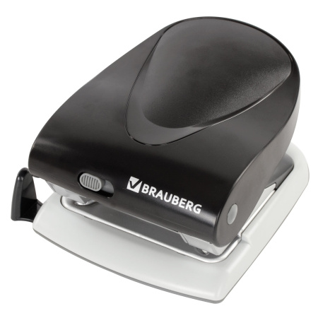 Дырокол BRAUBERG "G-Line", до 40 листов, черный, 224341 - Дыроколы настольные