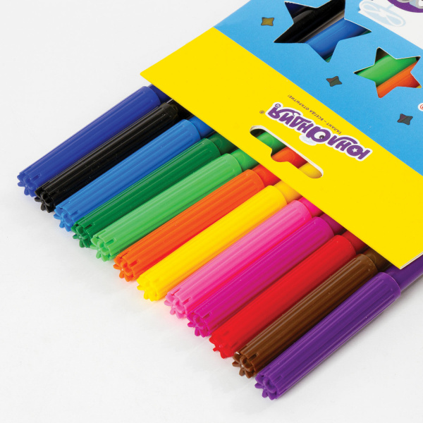 Фломастеры ЮНЛАНДИЯ 12 цветов, "ЗАБАВНЫЕ КАРТИНКИ", вентилируемый колпачок, картон, 151678 - Фломастеры классические