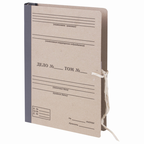 Папка архивная для переплета "Форма 21", 40 мм, с гребешками, БУРАЯ, 4 отверстия, завязки, STAFF, 111054 - Папки архивные для переплета
