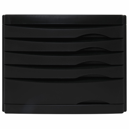 Бокс с 5 выдвижными лотками, корпус чёрный, лотки черные, 235х300х355 мм, BRAUBERG "Office-Expert", 238043 - Блоки закрытых лотков для бумаг