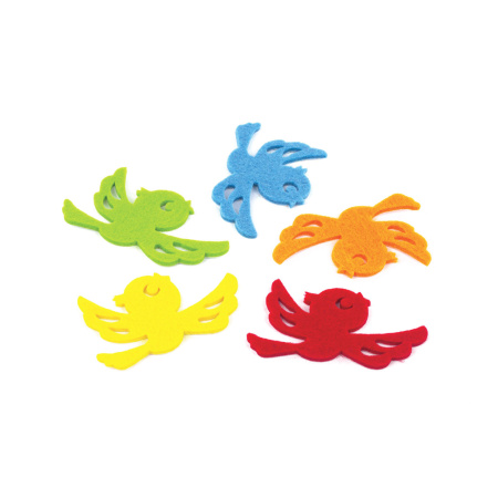 Наклейки из фетра "Птички", 5 шт., одноцветные, ассорти, ОСТРОВ СОКРОВИЩ, 661491 - Наклейки для творчества