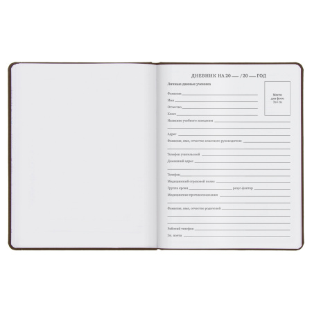 Дневник 1-11 класс 48 л., кожзам (твердая), термотиснение, BRAUBERG "VIENNA", коричневый, 105962 - Дневники универсальные