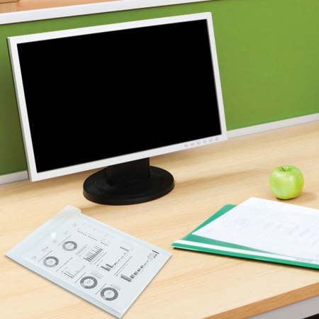 Папка-конверт с кнопкой BRAUBERG, вертикальная, А4, до 100 листов, прозрачная, 0,15 мм, 224978 - Папки-конверты с кнопкой