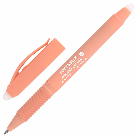 Ручка стираемая гелевая с грипом BRAUBERG "SOFT&SILK PASTEL", СИНЯЯ, корпус ассорти, узел 0,7 мм, 1 шт, 143934 - Ручки со стираемыми чернилами