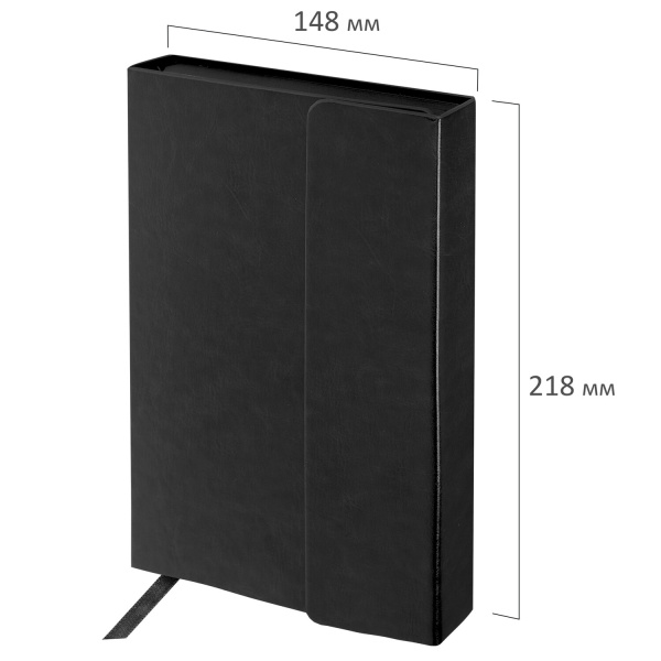 Ежедневник недатированный А5 (148х218 мм) GALANT "Magnetic", кожзам, магнитный клапан, 160 л., черный, 126272 - Ежедневники с покрытием "под кожу и ткань"