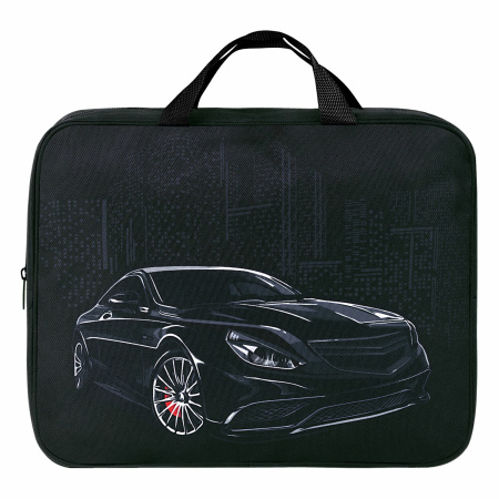 Папка на молнии с ручками BRAUBERG А4, 1 отделение, полиэстер, 80 мм, "City car", 271486 - Папки-сумки с ручками