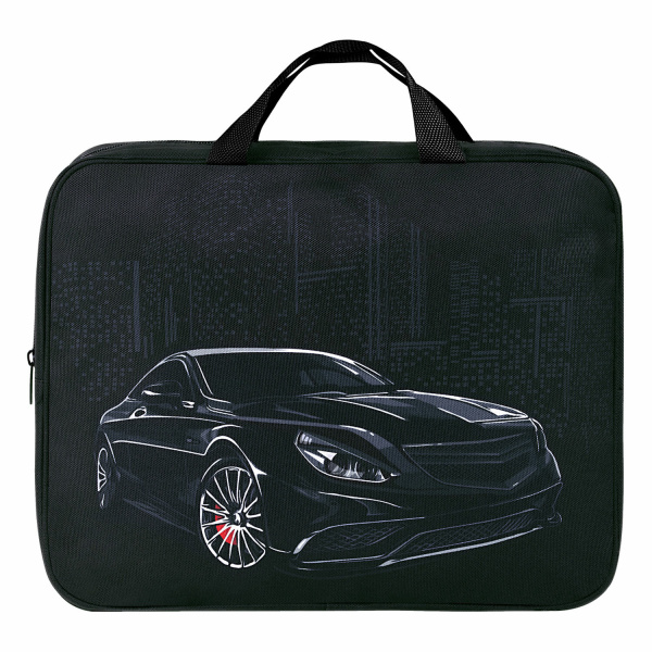 Папка на молнии с ручками BRAUBERG А4, 1 отделение, полиэстер, 80 мм, "City car", 271486 - Папки-сумки с ручками