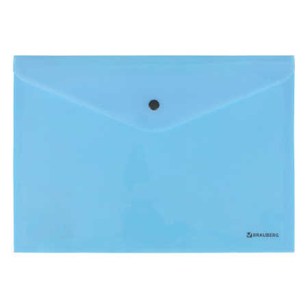 Папка-конверт с кнопкой BRAUBERG "Pastel", А4, до 100 листов, непрозрачная, аквамарин, 0,18 мм, 270474 - Папки-конверты с кнопкой