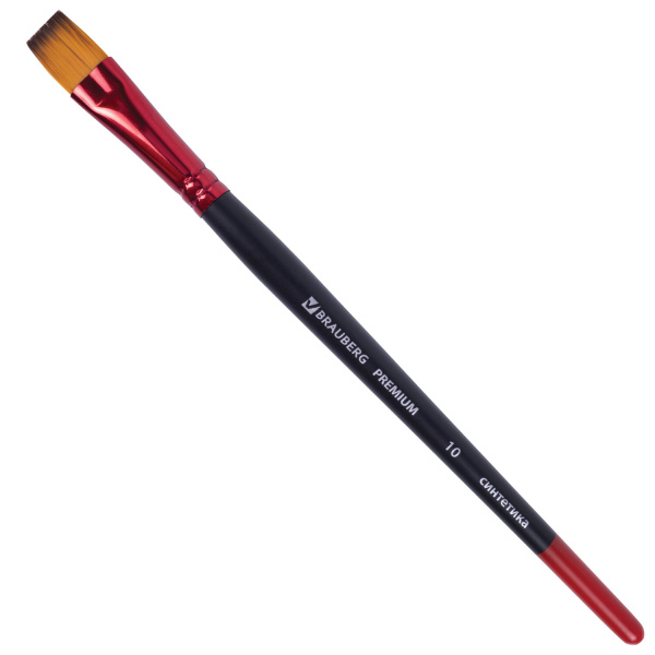 Кисть синтетика, плоская № 10, BRAUBERG PREMIUM, 201019