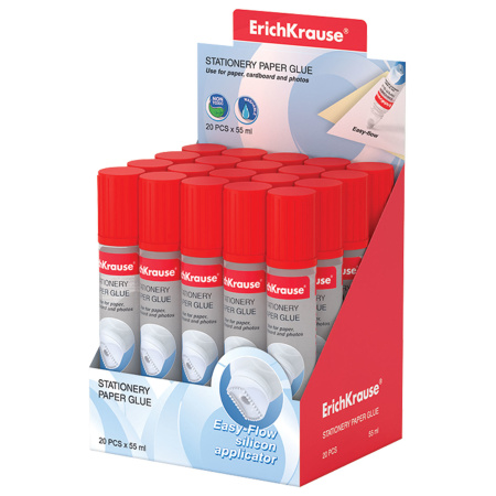 Клей канцелярский ERICH KRAUSE, 55 мл, с силиконовым наконечником, 21024 - Клей канцелярский