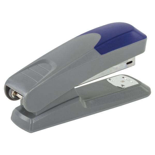 Степлер №24/6, 26/6 BRAUBERG "Delta", до 20 листов, с резиновой накладкой, серый, вставка ассорти, 222554 - Степлеры настольные