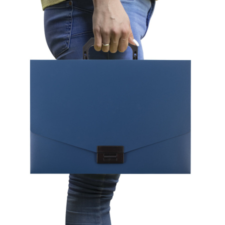Портфель пластиковый STAFF А4 (320х225х36 мм), без отделений, синий, 229240 - Портфели пластиковые