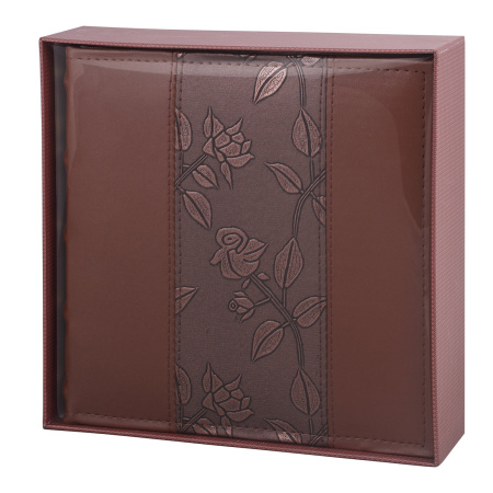 Фотоальбом BRAUBERG на 200 фото 10х15 см, под кожу (комбинированную), бумажные страницы, бокс, коричневый, 390483 - Фотоальбомы