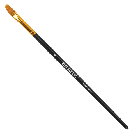 Кисти синтетика BRAUBERG, НАБОР 10 шт., черные (Круглые; Овальные; Плоские; Лайнеры), 201028 - Кисти для рисования