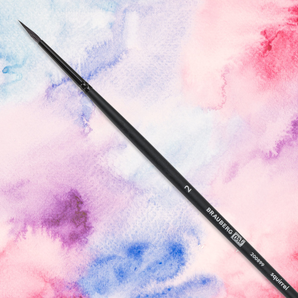 Кисть художественная проф. BRAUBERG ART CLASSIC, белка, круглая, № 2, длинная ручка, 200899 - Кисти художественные из натурального волоса