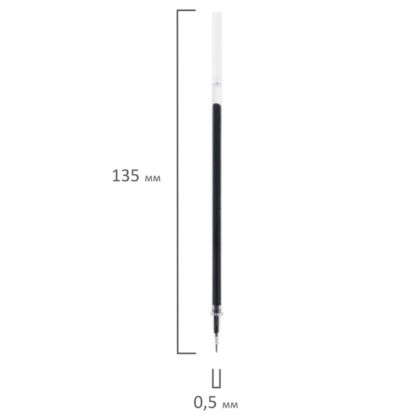 Стержень гелевый STAFF "Basic" GPR-229, 135 мм, ЧЕРНЫЙ, игольчатый узел 0,5 мм, линия 0,35 мм, 170229 - Стержни для ручек гелевых