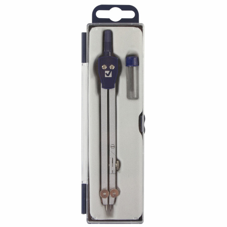 Готовальня BRAUBERG "Student Oxford", 2 предмета: циркуль 140 мм со сгибаемой ножкой, грифель, пенал, 210323 - Циркули и готовальни