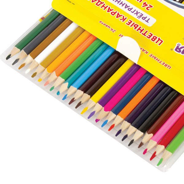 Карандаши цветные СУПЕРМЯГКИЕ ЮНЛАНДИЯ "ТРОПИКИ", 24 цвета, трехгранные, с РАСКРАСКОЙ, 181649 - Карандаши цветные