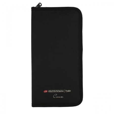 Пенал для кистей на короткой ручке "Сонет", 15 отделений, полиэстер, черный, 14х27 см - Пеналы (органайзеры) для красок, кистей, карандашей