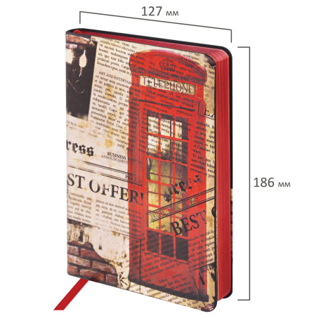 Ежедневник недатированный B6 (127х186 мм), BRAUBERG VISTA, под кожу, гибкий, 136 л., "Good old England", 112107 - Ежедневники с покрытием "под кожу и ткань"