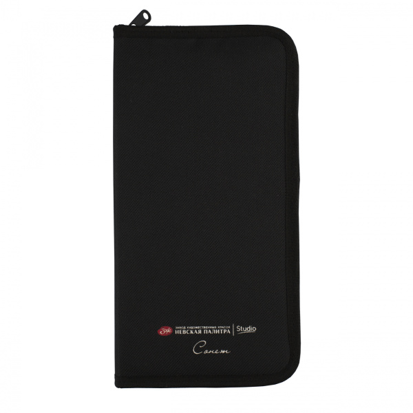 Пенал для кистей на короткой ручке "Сонет", 15 отделений, полиэстер, черный, 14х27 см - Пеналы (органайзеры) для красок, кистей, карандашей