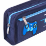 Пенал ЮНЛАНДИЯ, 2 отделения, полиэстер, "Joystick", синий, 21х6х9 см, 270274 - Пеналы мягкие