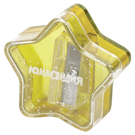 Точилка ЮНЛАНДИЯ "Звездочка", с контейнером, пластиковая, корпус ассорти, 228453 - Точилки ручные