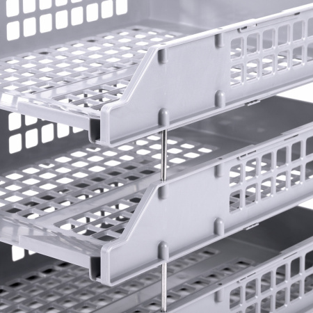 Лотки горизонтальные для бумаг, КОМПЛЕКТ 3 шт., 334х255х271 мм, серый, BRAUBERG GRAND OFFICE, 238110, ЛТ111 - Лотки горизонтальные (поддоны)