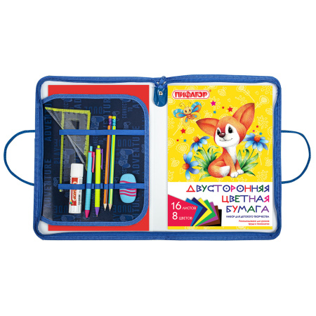 Папка для труда на молнии с ручками ПИФАГОР А4, 1 отделение, пластик, органайзер, "Aracde Fun", 271474 - Папки для тетрадей и уроков труда
