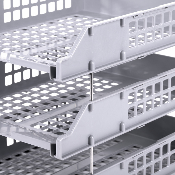 Лотки горизонтальные для бумаг, КОМПЛЕКТ 3 шт., 334х255х271 мм, серый, BRAUBERG GRAND OFFICE, 238110, ЛТ111 - Лотки горизонтальные (поддоны)