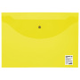 Папка-конверт с кнопкой STAFF, А4, до 100 листов, прозрачная, желтая, 0,12 мм, 226031 - Папки-конверты с кнопкой