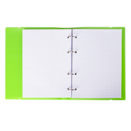 Тетрадь на кольцах А5 175х220 мм, 120 л., пластик, клетка, с резинкой, BRAUBERG, зеленая, 403569 - Тетради на кольцах и сменные блоки к ним