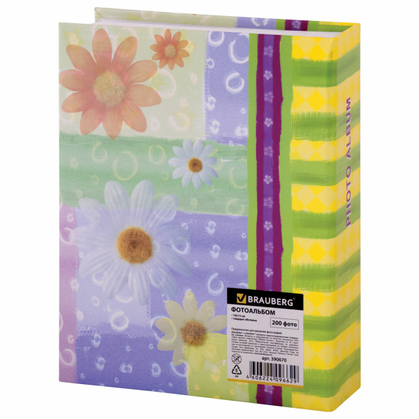 Фотоальбом BRAUBERG на 200 фотографий 10х15 см, твердая обложка, "Настроение", разноцветный, 390670 - Фотоальбомы